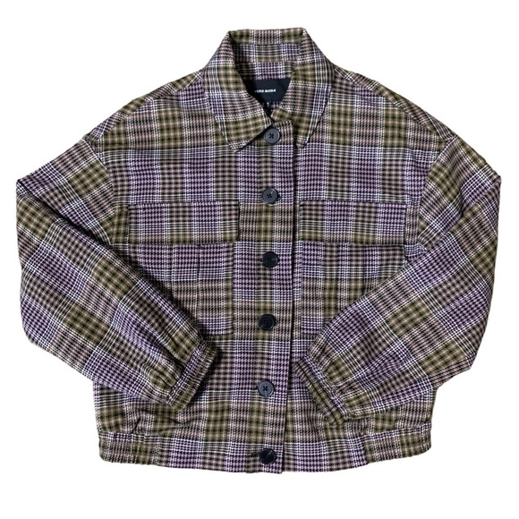 Very Moda Plaid NWT Black Brown Green Lavender Short Jacket Size 4 - Picture 1 of 9